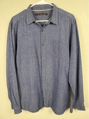 Stoic Button Down Shirt Blue Micro Pattern Men's Large Long Sleeve Casual